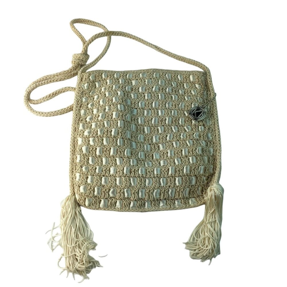 Kathy Ireland Knit Crossbody Purse Casual Handbag Woven with Keychain u
